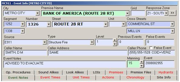An Example of a Completed EME Call Taking Section An Example of a Completed EME Call Taking Section