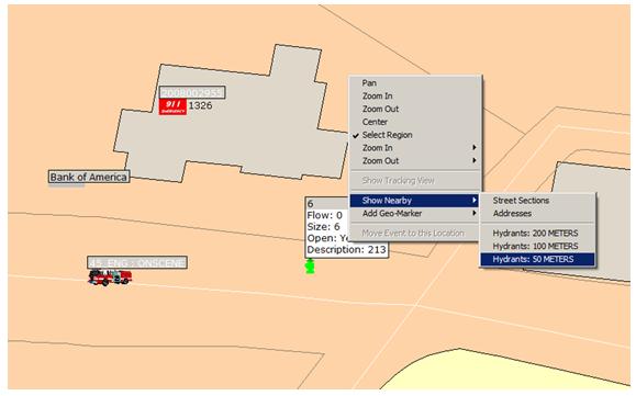 Map with Hydrants Displayed and Hydrant Info Toggled On Map with Hydrants Displayed and Hydrant Info Toggled On
