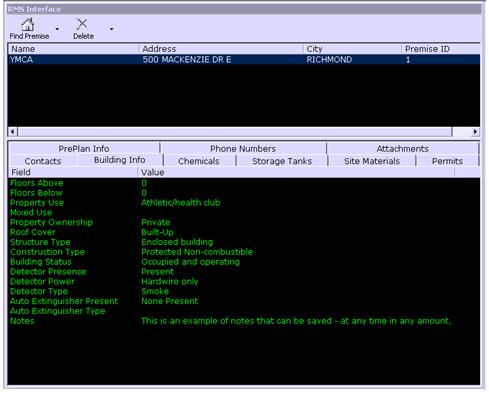 Typical RMS Interface Manager Module Display Typical RMS Interface Manager Module Display