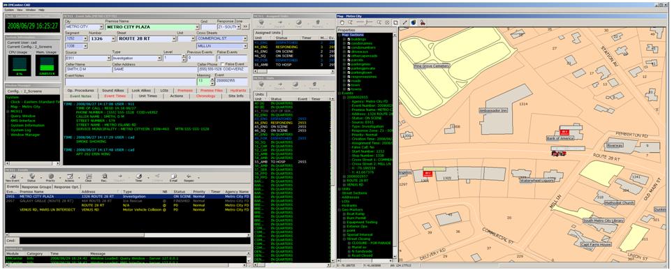  Dual-Screen Display with Call Taking/Dispatching and Map Screens