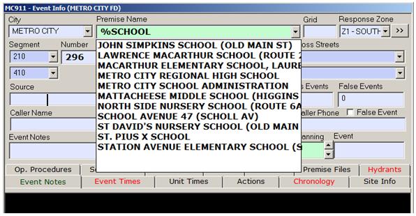  Using the "%" Wild-Card to Search and Set Premise Name