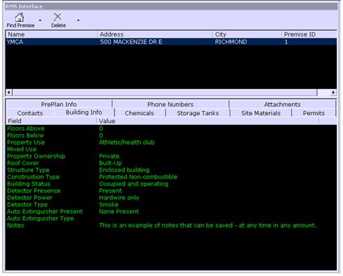  Typical RMS Interface Manager Module Display