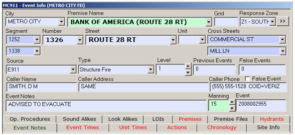  An Example of a Completed EME Call Taking Section